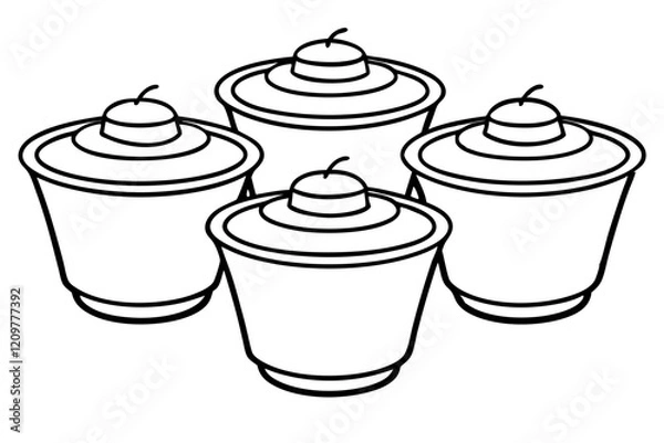 Fototapeta Pudding Cup Icon Set - Clean Vector Style