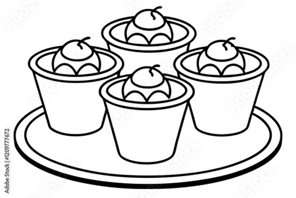 Fototapeta Pudding Cup Icon Set - Clean Vector Style