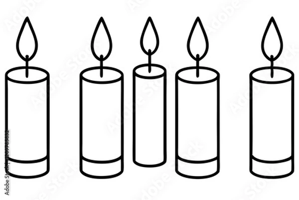 Fototapeta Simple Candle Line Art Elements set