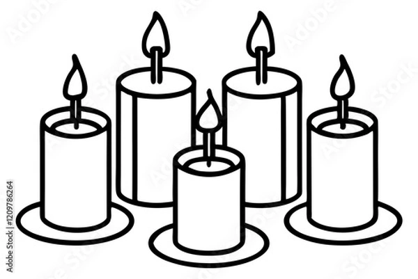Fototapeta Simple Candle Line Art Elements set