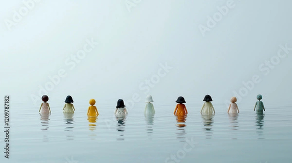 Obraz Dolls Floating in Water Creating a Dreamlike Atmosphere