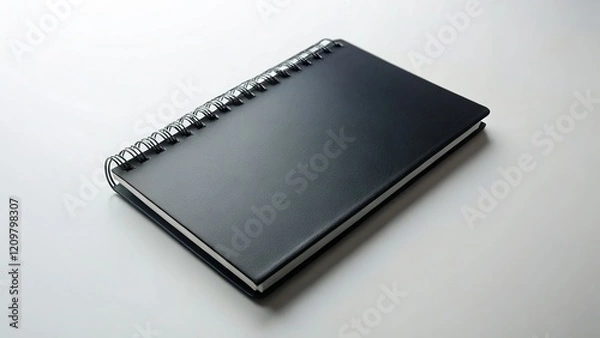 Fototapeta Black Notebook on White Background - Copy Space for Text or Design