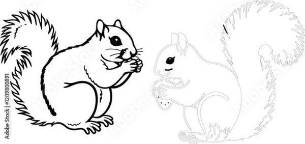 Fototapeta Squirrel bundle line art and illustrator eps