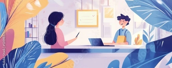 Fototapeta Teacher helping a student learn