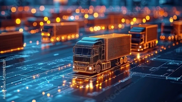 Fototapeta Distribution and Delivery Concept Created Using AI, Representing Efficient Logistics Systems