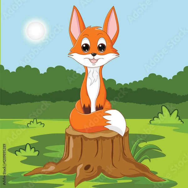 Obraz Funny fox cartoon characters vector illustration.