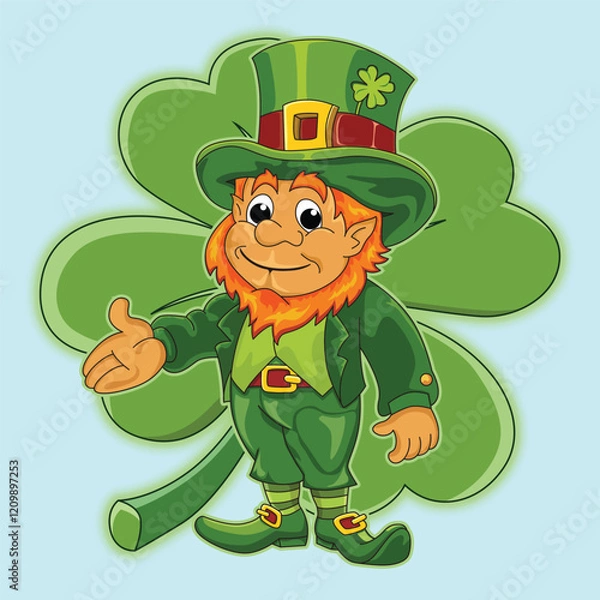 Obraz Funny leprechaun st patrick cartoon characters vector illustration.