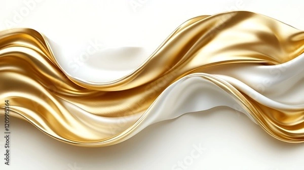 Fototapeta Golden and Silver Flow: Abstract image of flowing gold and silver fabric creating elegant, luxurious waves.