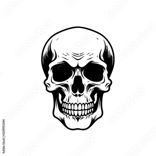 Obraz Simple black and white skeleton skull icon illustration vector. 