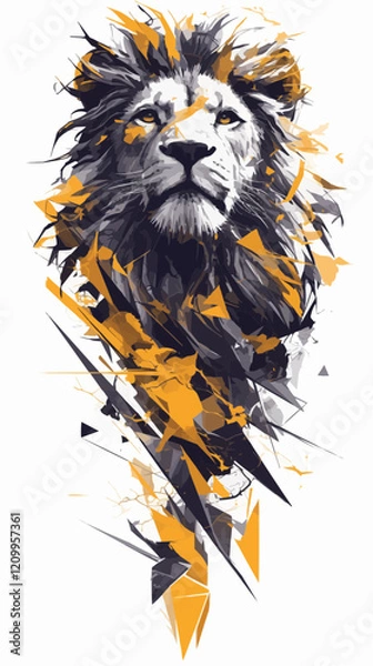 Fototapeta Abstract Artistic Illustration of a Roaring Lion with Dynamic Shapes  
