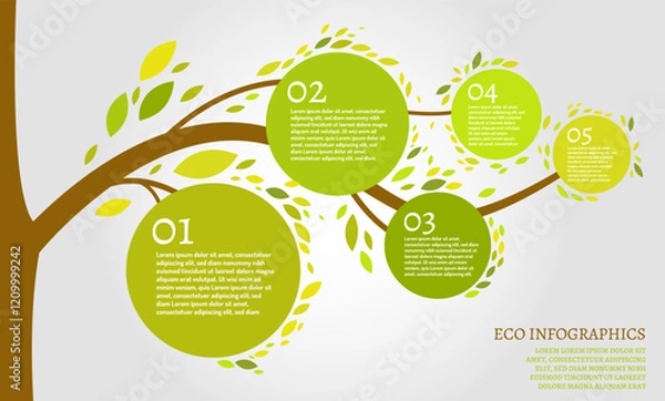 Fototapeta Beautiful bio infographics with a tree and a branch.