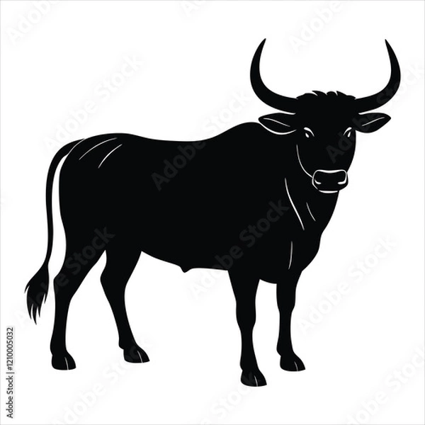 Fototapeta  Extinct animal aurochs silhouette vector illustration