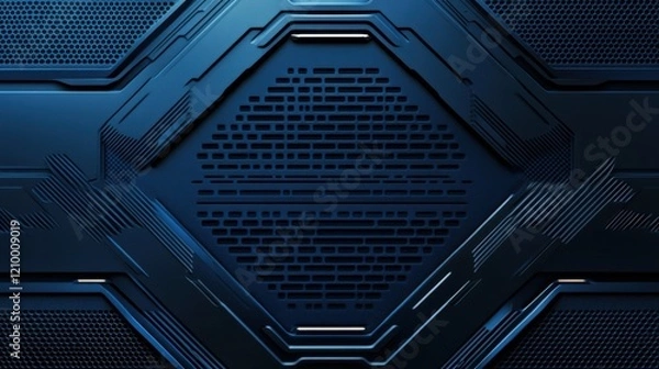Fototapeta a futuristic blue background with a metallic structure
