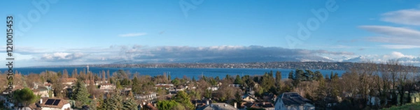 Fototapeta panorama sur le lac Léman depuis le point de vue de Chambésy