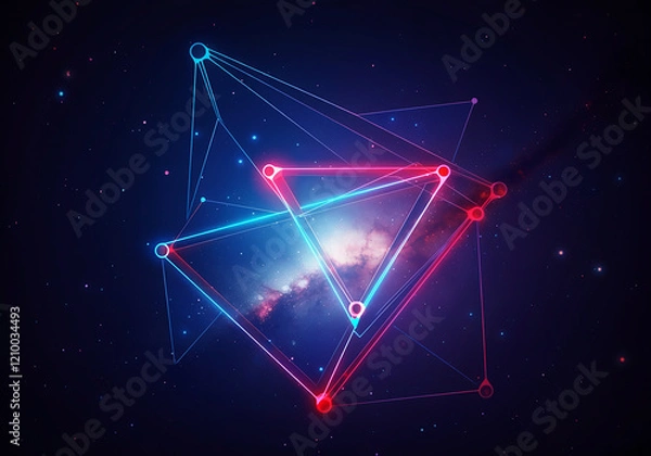 Obraz abstract background with glowing stars, abstract glitter silver, purple, blue lights background. de-focused.
