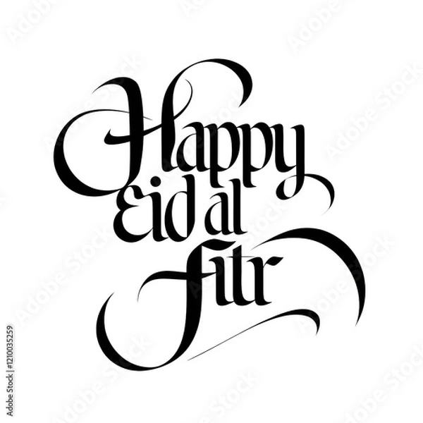 Fototapeta Happy Eid Al-Fitr Greeting with Intricate Calligraphy Design