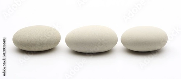 Fototapeta Three eggs on white background, studio shot, simple food image, recipe website
