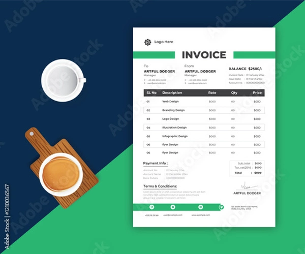 Fototapeta Modern and creative invoice layout 