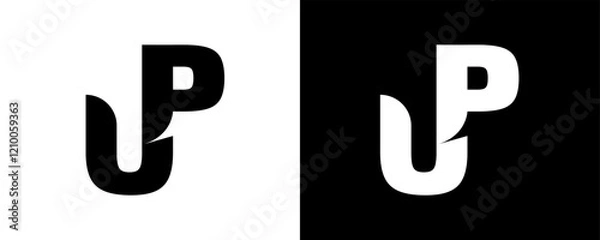 Fototapeta UP Logo with unique shape. Vector illustration