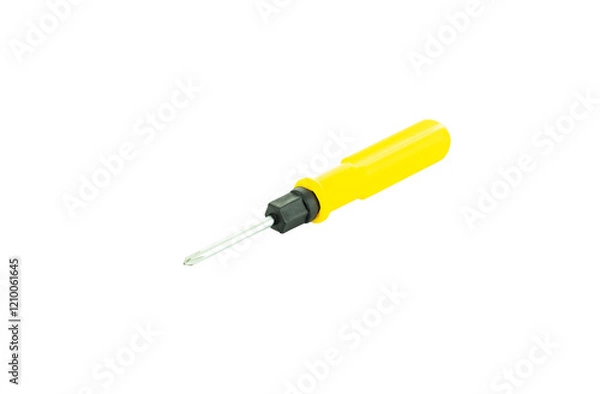 Obraz The small yellow screwdriver isolated on white background with clipping path.