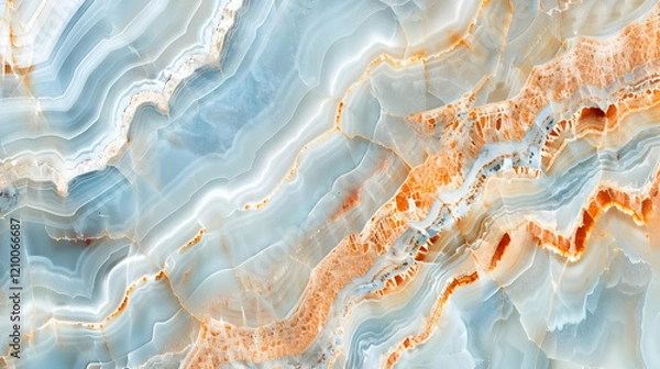 Obraz A close-up of blue and orange agate stone with intricate patterns and textures.