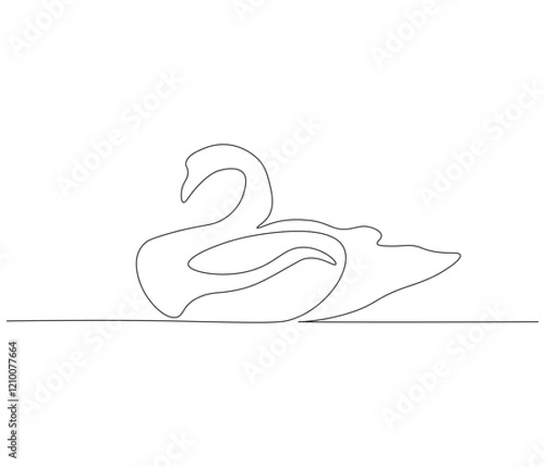 Fototapeta Continuous one line drawing of swan. Swan symbol of love and loyalty. Single line drawing illustration of swan. Concept vector art. Doodle line illustration.
