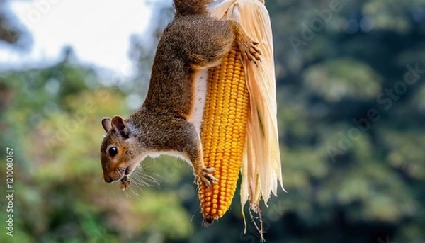 Fototapeta Generated ima"Ground Squirrel Hanging on Corn Cob"

ge