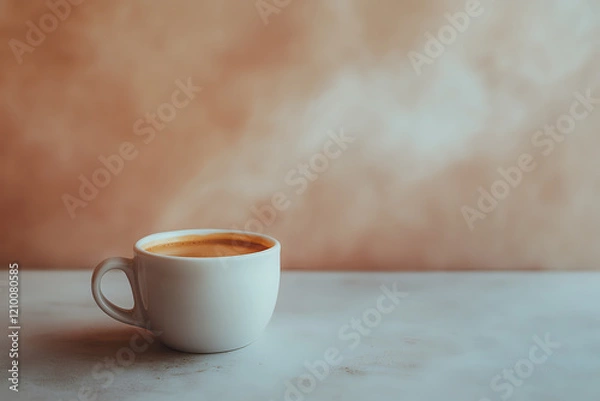 Obraz Elegant steaming coffee cup emoji with warm beverage and gentle steam