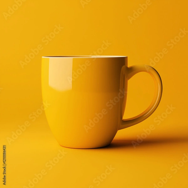 Fototapeta Yellow ceramic mug isolated 