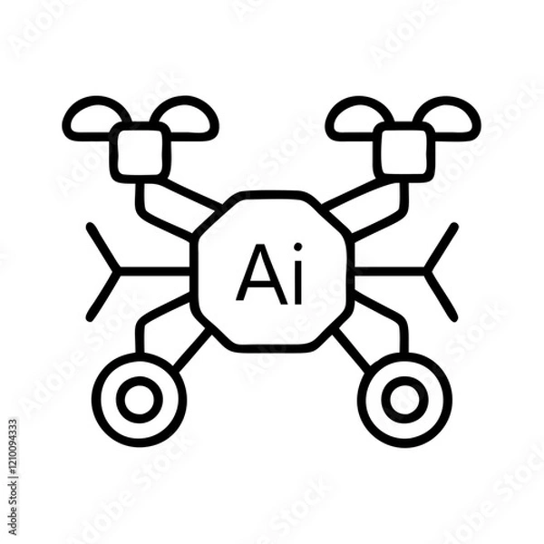Fototapeta ai powered drone icon, ai powered drone line art - simple line art of ai powered drone, perfect for ai powered drone logos and icons