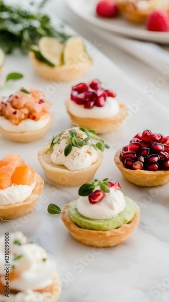 Obraz Mini tartlets featuring vibrant flavors and sleek geometric design