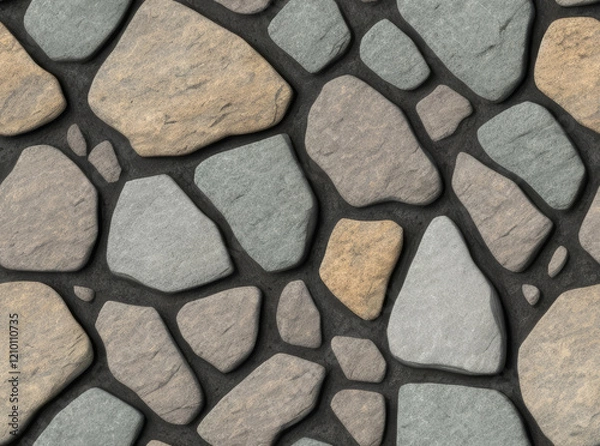 Fototapeta Natural Stone Garden Wall and Floor Texture with Random Tile Pattern - Repetitive pattern