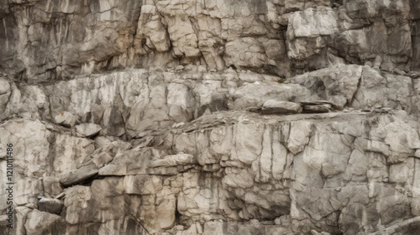 Fototapeta Cliffside Rock Formation with Weathered Beige Texture Pattern - Tile Repetitive Format 