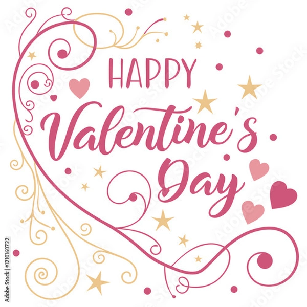 Fototapeta Warm Valentine's Day Typography with Pink and Gold Gradient. Perfect for: Valentine's Day, luxury celebrations, weddings, festive events