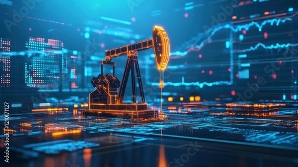 Obraz Digital Oil Rig and Data Visualization