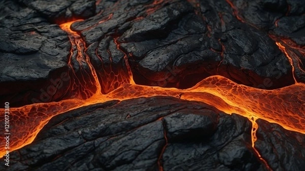 Obraz Lava Wallpaper with Fire Orange and Matte Black Colors