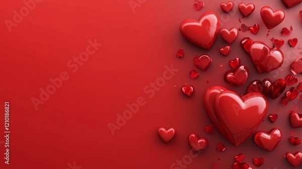 Fototapeta 3d blank banner for valentines day with love heart pink color background. Generate Ai