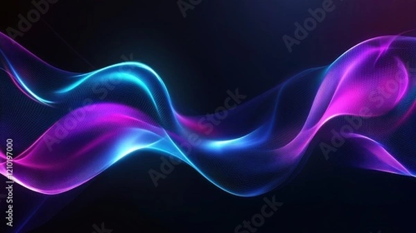 Fototapeta Abstract Neon Waves: A Serene Blue and Purple Flow