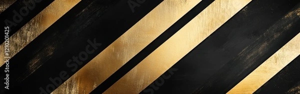 Fototapeta Bold black and gold diagonal pattern creates striking visual appeal in contemporary design