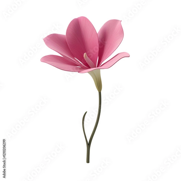 Obraz 3D pink flower isolated on transparent background with vibrant petals and realistic details  
