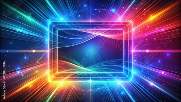 Fototapeta Vibrant Neon Frame with Glowing Lines and Energetic Light Streaks