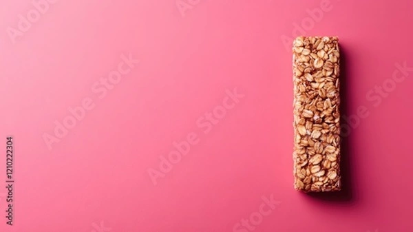 Fototapeta Rectangular granola bar on pink background