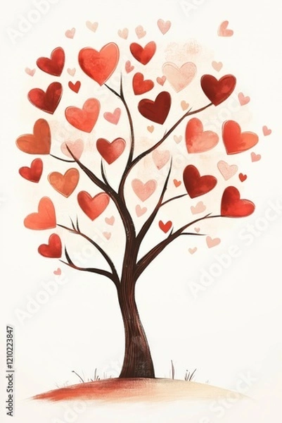 Fototapeta Heart filled tree in soft pastel tones.
