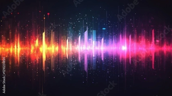 Fototapeta Abstract Soundwave Visualization with City Lights