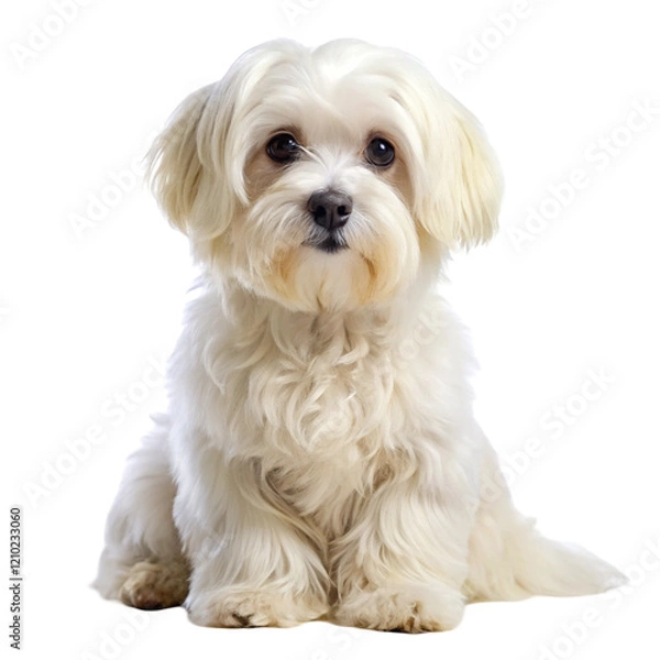 Obraz Maltese dog sitting isolated on transparent background  
