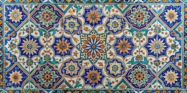 Fototapeta floral and geometric pattern on ceramic tile