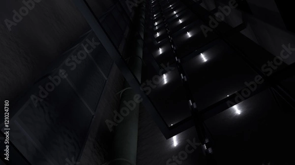 Fototapeta View in a deep Elevator Shaft