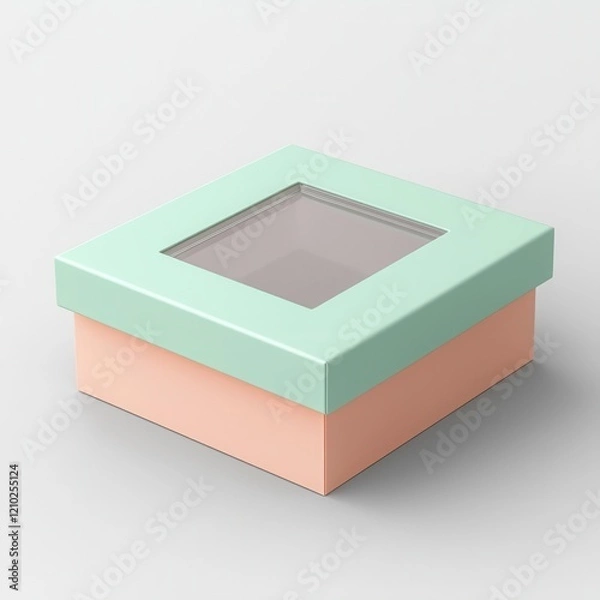 Obraz Pastel Colored Bakery Box with Square Window 3D Render