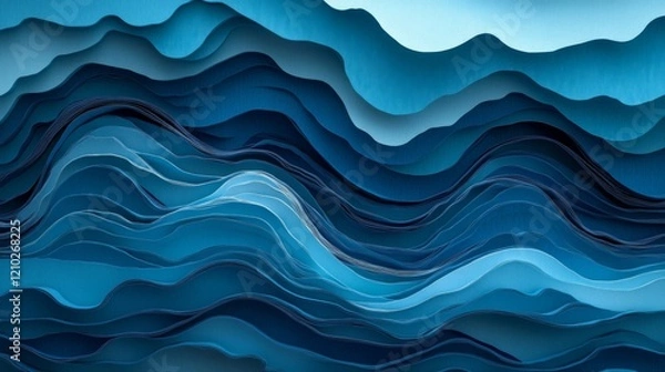 Obraz Abstract Blue Layered Waves Texture Background