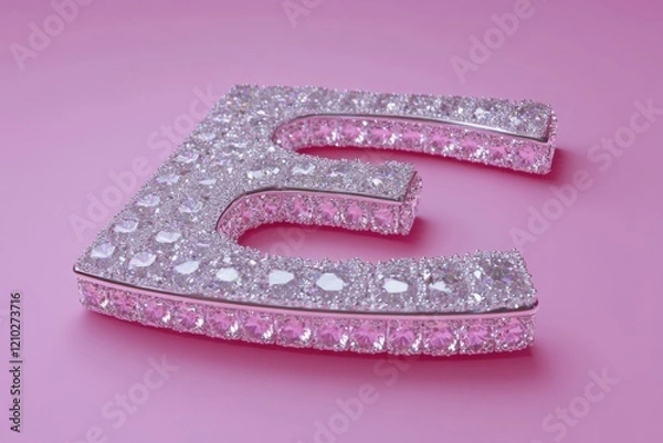 Fototapeta A close up of a letter E with a lot of diamonds